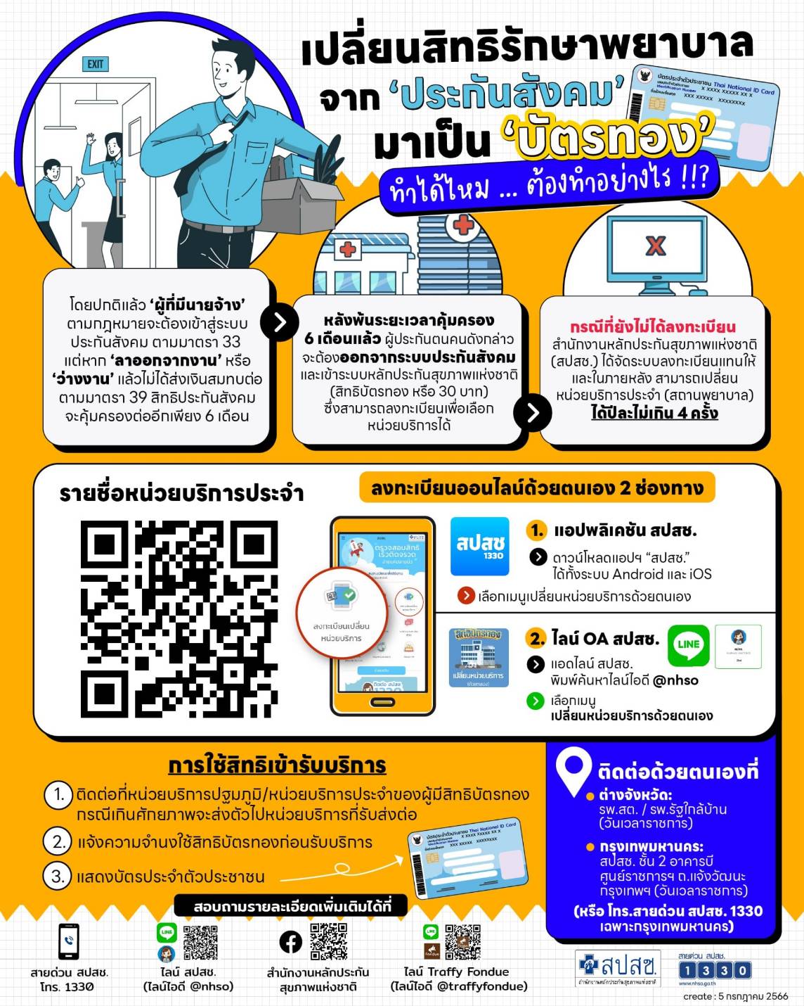 เปล่ียนสิทธิรักษาพยาบาลจากประกันสังคมมาเป็นสิทธิบัตรทอง