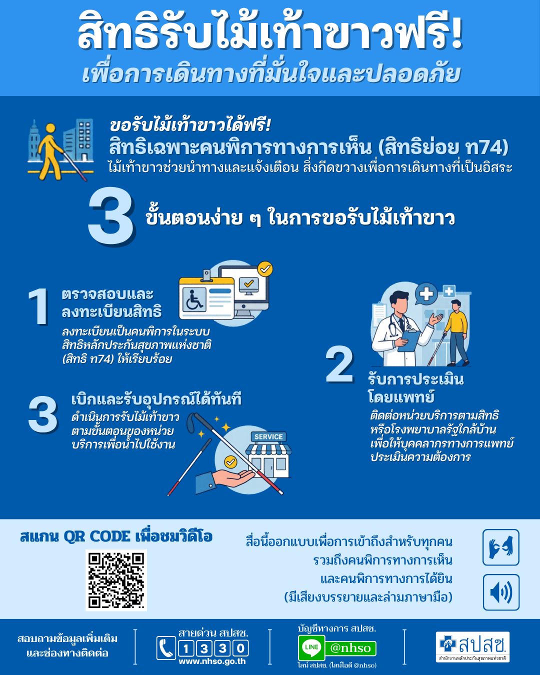สิทธิรับไม้เท้าขาวฟรี เพื่อการเดินทางที่มั่นใจและปลอดภัย