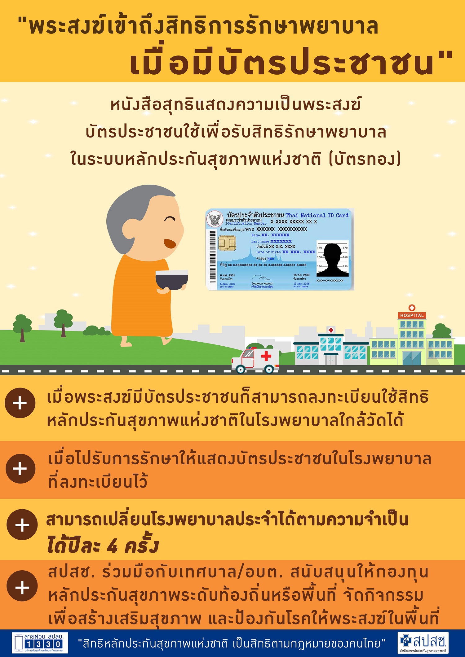 พระสงฆ์เข้าถึงสิทธิการรักษาพยาบาลเมื่อมีบัตรประชาชน